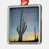 Arizona Saguaro Cactus Southwestern Sunset Silbernes Ornament (Links)
