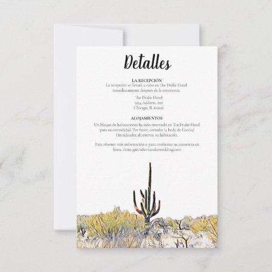 Arizona Saguaro Cactus Spanish Dettales Card Einladung (Vorderseite)