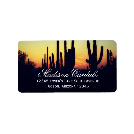 Arizona Saguaro Cactus Sunset Address Labels Adressaufkleber (Vorne)