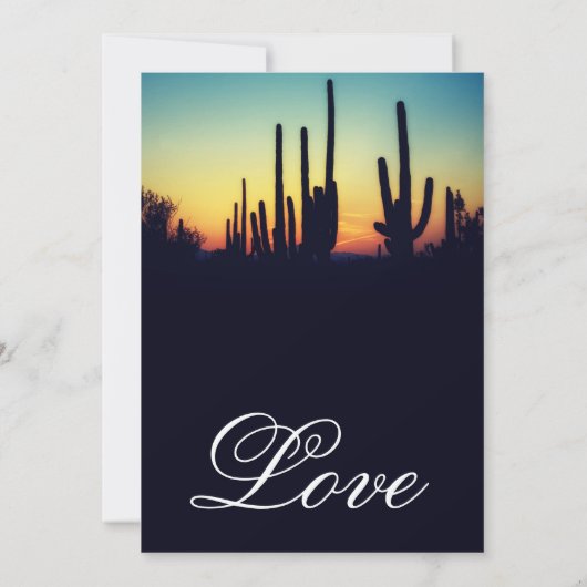 Arizona Saguaro Cactus Sunset Wedding Invitations Einladung (Rückseite)
