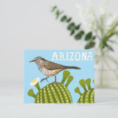 Arizona Saguaro Cactus Wren Niedlich Bird Nature Postkarte (Stehend Vorderseite)