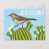 Arizona Saguaro Cactus Wren Niedlich Bird Nature Postkarte (Vorderseite)