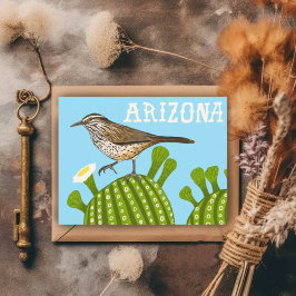 Arizona Saguaro Cactus Wren Niedlich Bird Nature Postkarte