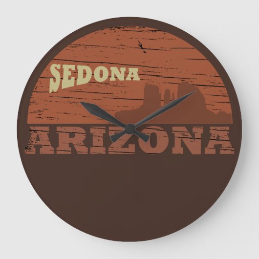 Arizona Sedona Landschaft Vintag az retro Große Wanduhr (Vorderseite)