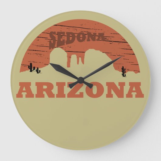 Arizona Sedona Landschaft Vintag az retro Große Wanduhr (Vorderseite)