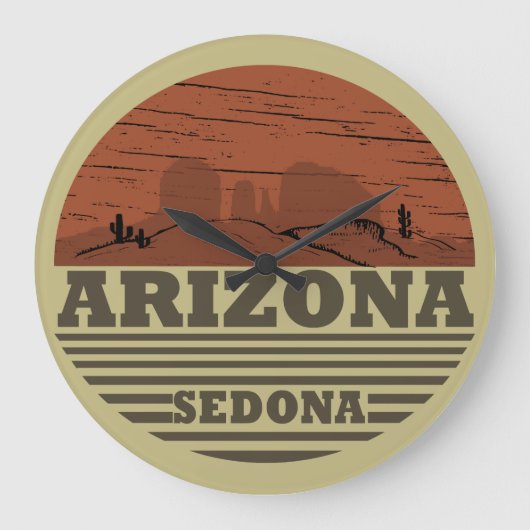 Arizona Sedona Landschaft Vintag az retro Große Wanduhr (Vorderseite)