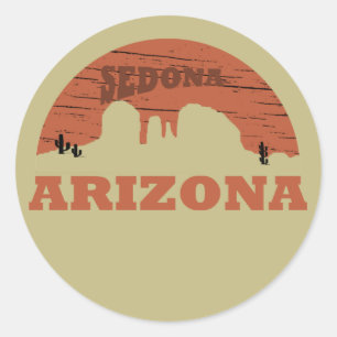 Arizona Sedona Landschaft Vintage AZ Retro Runder Aufkleber
