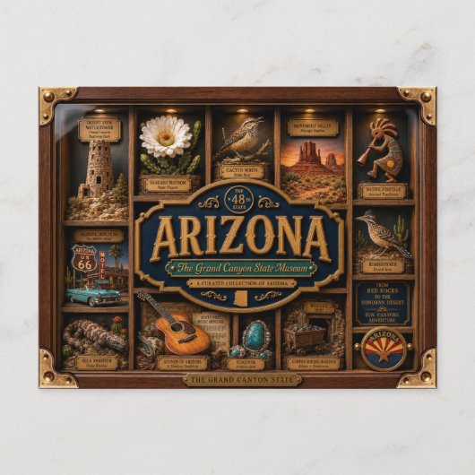 Arizona Shadow Box 3D Figurine Staat Postkarte (Vorderseite)