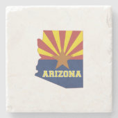 Arizona Shaped State Flag Arizonan Sun Burst Steinuntersetzer (Vorderseite)