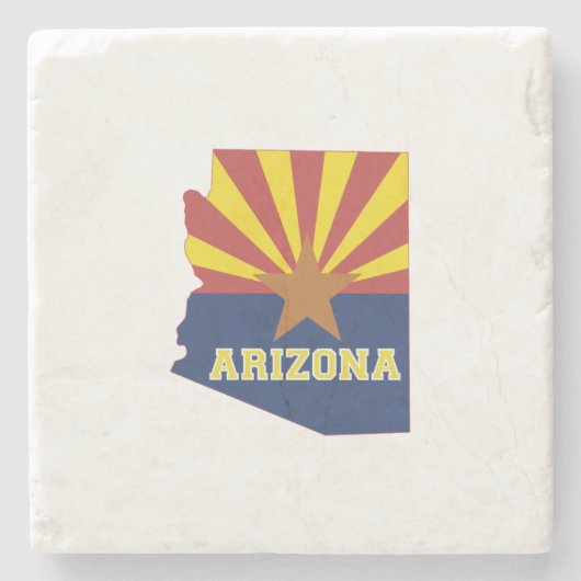 Arizona Shaped State Flag Arizonan Sun Burst Steinuntersetzer (Vorderseite)