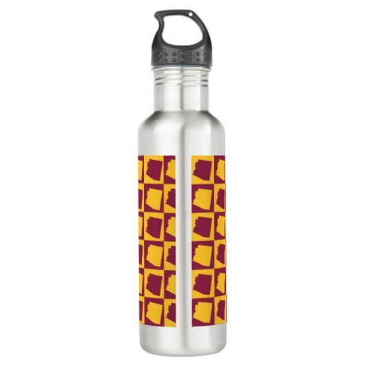 Arizona Silhouette Pattern Maroon and Gold  Edelstahlflasche (Rückseite)