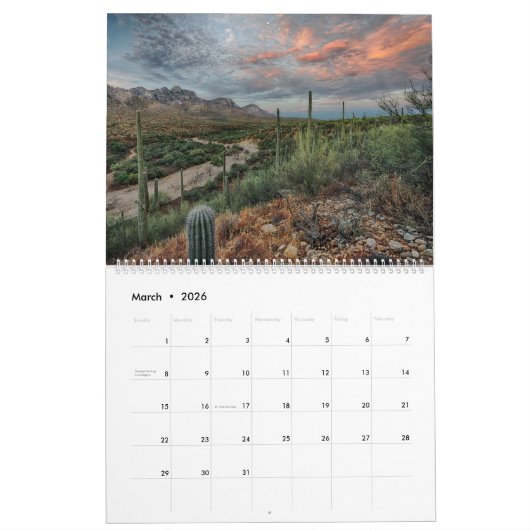 Arizona Skies große zwei Seiten Kalender (Mär 2026)