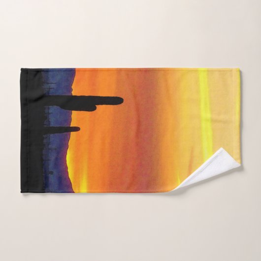Arizona Sonnenuntergang / Hellorange / Kakteen-Sil Badhandtuch Set (Handtuch)