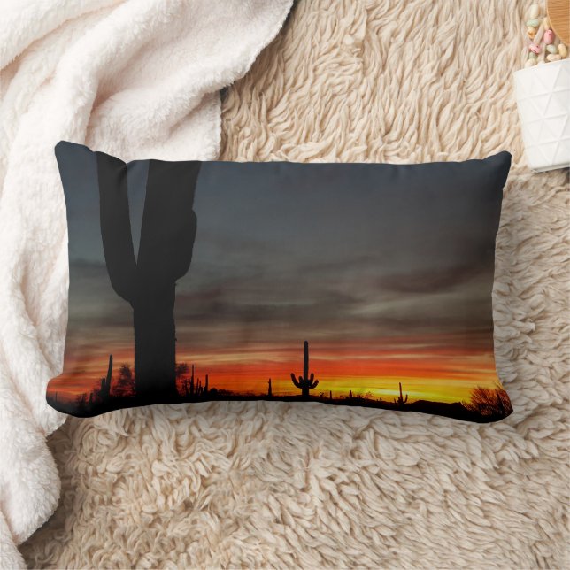 Arizona Sonoran Desert Sunset / Saguaro Cactus Lendenkissen (Decke)