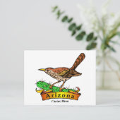 Arizona St. Blume Cactus Wren Postkarte (Stehend Vorderseite)