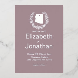 Arizona Staat Hochzeit in Urlaubsort Silver Folieneinladung