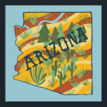 Arizona Staat Illustrierte Karte Poster<br><div class="desc">Dekorieren Sie Ihren Raum mit dieser farbenfrohen Karte von Arizona. Macht ein großartiges Geschenk! Sie können ihn anpassen und auch Text hinzufügen. Karo in meinem Shop für viele weitere Artikel und andere Designs!</div>