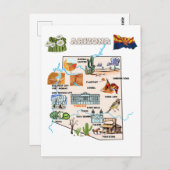 Arizona Staat Karte mit touristischen Zielen (Vorne/Hinten)