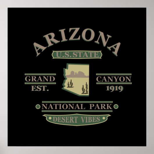 arizona Staat Karte Poster (Vorne)