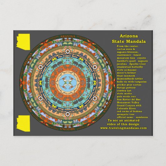 Arizona Staat Mandala Postcard Postkarte (Vorderseite)