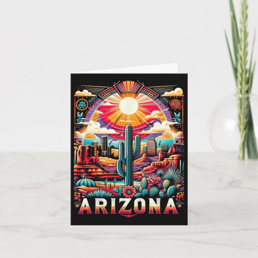 Arizona Staat Shirt Az Retro Desert Cactus Family Karte (Vorderseite)