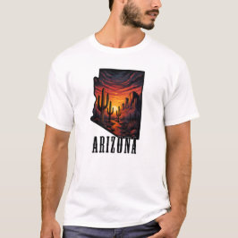 Arizona Staat Tattoo Style Wüste Sonnenuntergang $ T-Shirt