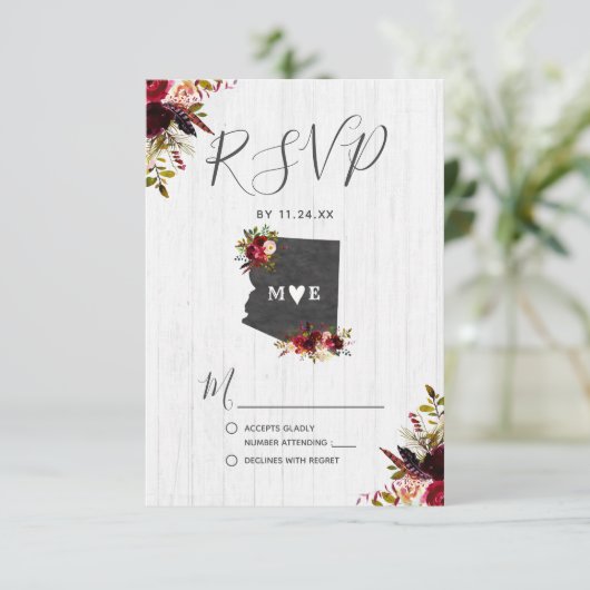 Arizona Staat Zielort Rustikale Hochzeit RSVP (Stehend Vorderseite)