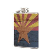 Arizona-Staats-Flagge auf altem hölzernem Korn Flachmann (Links)