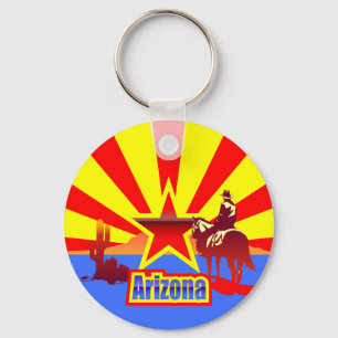Arizona Staatsflagge Vintage Zeichnung Schlüsselanhänger