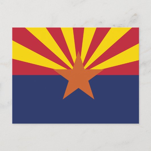 Arizona State Flag Copper Star & Wüste Sun Rays Postkarte (Vorderseite)