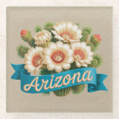 Arizona State Flowers Emblem Glasuntersetzer (Vorderseite)