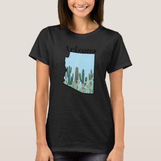 Arizona State Karte Kaktusgarten T-Shirt