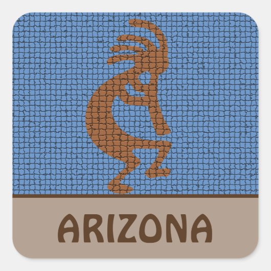 Arizona Südwest Mosaic Musical Kokopelli Quadratischer Aufkleber (Vorderseite)