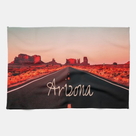 Arizona Sunrise Wüste Rote Felsen Geschirrtuch (Horizontal)