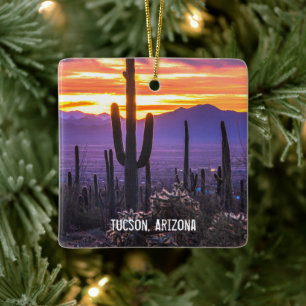 Arizona Sunset Desert Cactus Keramikornament