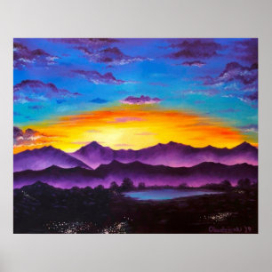 "Arizona Sunset" Gebirge Landschaftliches Kunstgew Poster