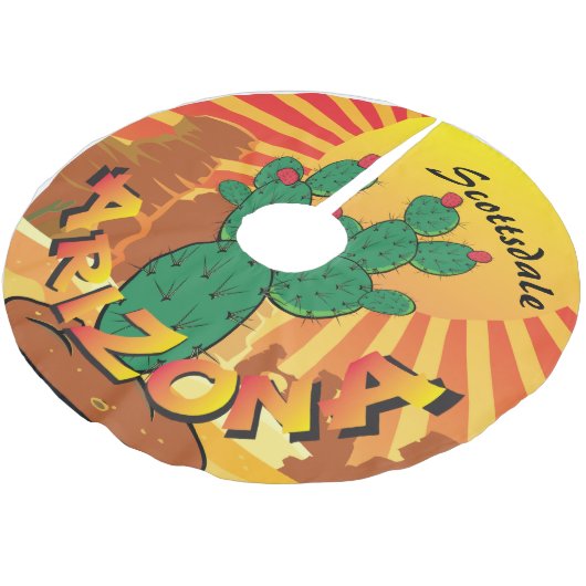 ARIZONA Sunset Prickly Birne CHANGE STADT Polyester Weihnachtsbaumdecke (Schrägansicht)