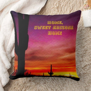 Arizona Sunset Saguaro Cactus Digital Watercolor Kissen