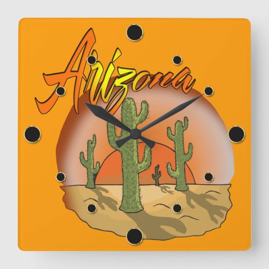 Arizona Sunset Wall Clock Quadratische Wanduhr (Vorderseite)