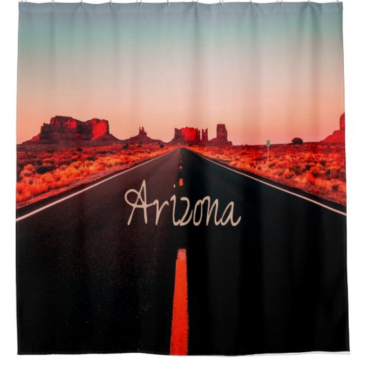 Arizona Sunset Wüste Rote Felsen Duschvorhang (Vorderseite)