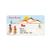 Arizona Tumbleweed Snowman Weihnachten Adressaufkleber (Vorne)