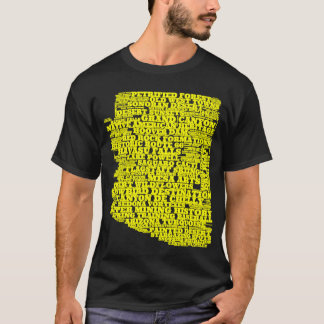 Arizona-Typografie-Kunst Gelb und Marineblau T-Shirt