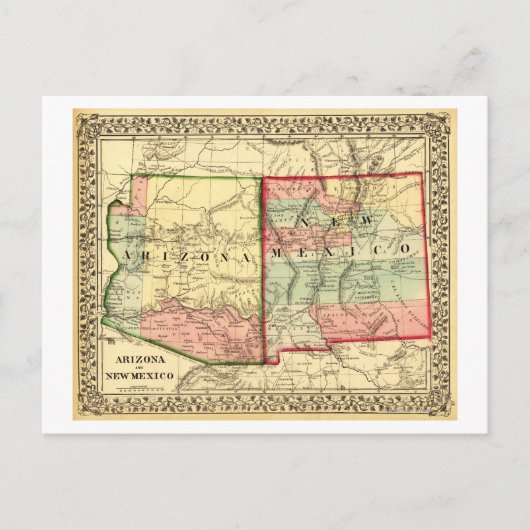 Arizona und New MexicoPanoramakarte Postkarte (Vorderseite)