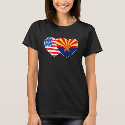 Arizona und USA Flag Twin Heart für Proud American T-Shirt (Vorderseite)