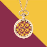 Arizona US State Maroon and Gold Pattern Armbanduhr<br><div class="desc">Are you a fan of Arizona? Show your Arizona pride with this fun watch necklace.</div>