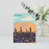 Arizona USA Saguaro Cactus Travel Watercolor Postkarte (Stehend Vorderseite)