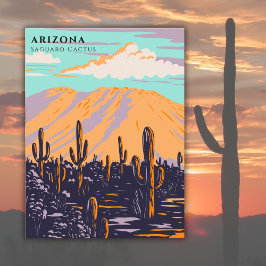 Arizona USA Saguaro Cactus Travel Watercolor Postkarte