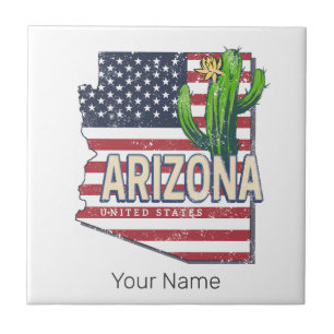 Arizona Vereinigte Staaten Retro-Karte Vintage USA Fliese