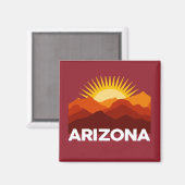 Arizona Vintag Retro Sunset Mountain Red Magnet (Vorderseite/Rückseite)