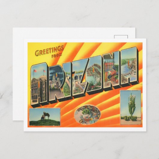 Arizona Vintage Großbuchstaben Postkarte (Vorne/Hinten)